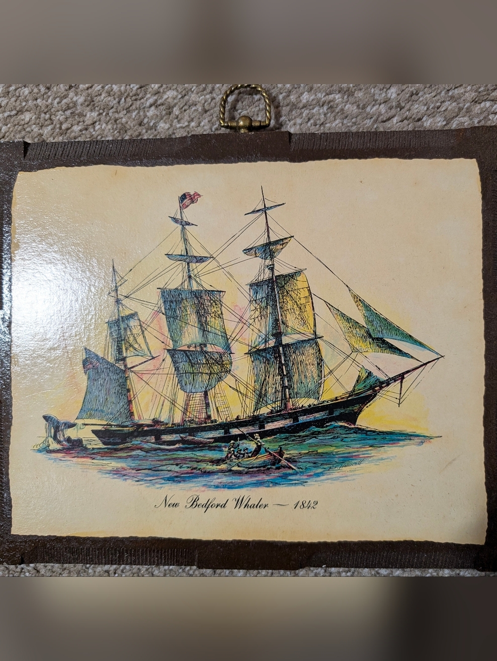 Vintage 1842 New Bedford Whaler & 1742 Old Ironside Critca RF Harnett Wall Art